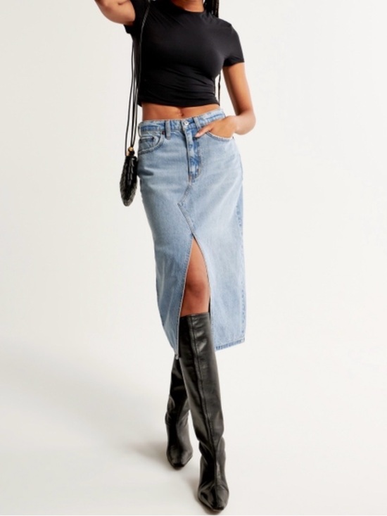 Abercrombie & Fitch Dresses & Skirts - Abercrombie & Fitch High Rise Midi Denim Skirt | Size 30 | NEW WITH TAGS!